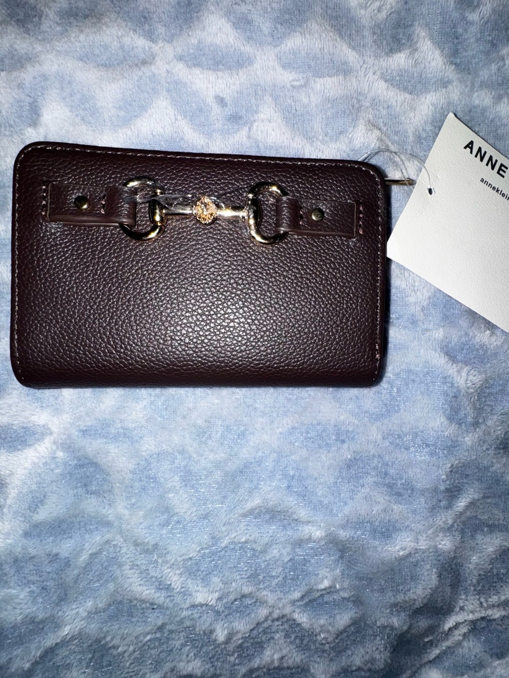 ANNE KLEIN HORSEBIT ZIP WALLET- espresso- NWT